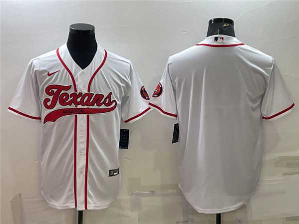 Men%27s Houston Texans Blank White With Patch Cool Base Stitched Baseball Jersey->houston texans->NFL Jersey